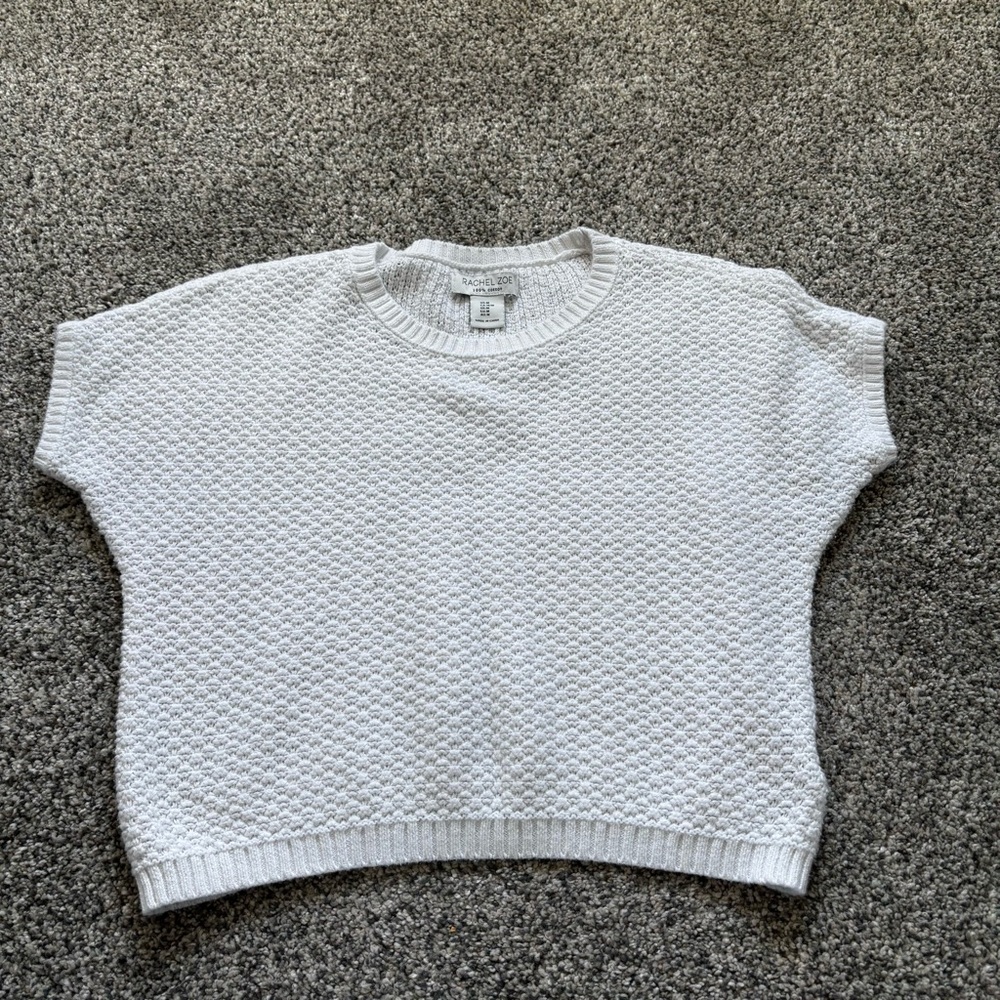 White Textured Knit Sweater